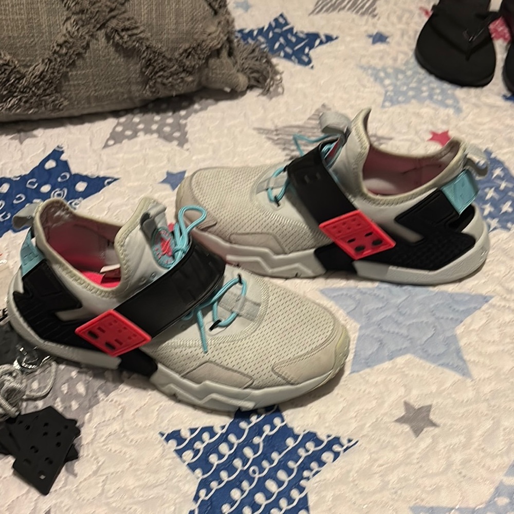 Nike White Sneakers with Pink and Blue Accents